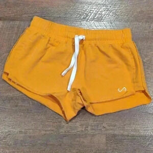 TLF women's‎ small pumpkin yellow drawstring gym shorts